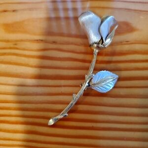 Vintage Gold and Silver Rose Brooch